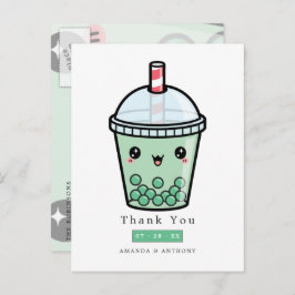 Groen en wit aquarel bloem bruiloft dank je briefkaart