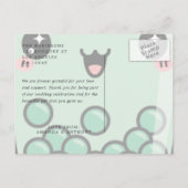 Groen en wit aquarel bloem bruiloft dank je briefkaart (Achterkant)