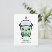 Groen en wit aquarel bloem bruiloft dank je briefkaart (Staand voorkant)