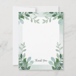 Groen en wit aquarel bloemmotief  bedankkaart