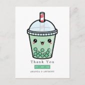 Groen en wit aquarel bloemstuk trouw dankbetuiging briefkaart (Voorkant)