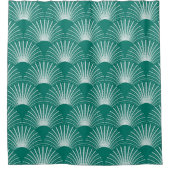 Groen en wit art deco patroon douchegordijn (Voorkant)