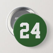 Groen en Wit Atleet Jersey Nummer Ronde Button 7,6 Cm (Voorkant /achterkant)