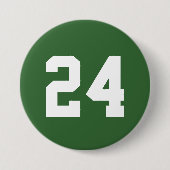Groen en Wit Atleet Jersey Nummer Ronde Button 7,6 Cm (Voorkant)