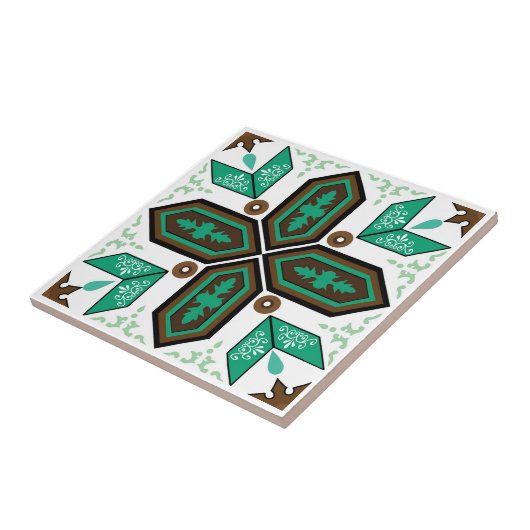 Groen en wit Azulejo Tegeltje (Zijkant)