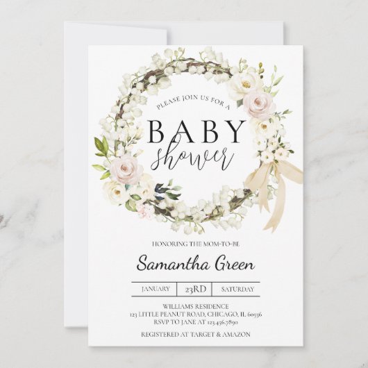 Groen en wit Baby shower Kaart (Voorkant)