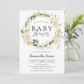 Groen en wit Baby shower Kaart (Staand voorkant)