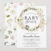 Groen en wit Baby shower Kaart (Voorkant / Achterkant)