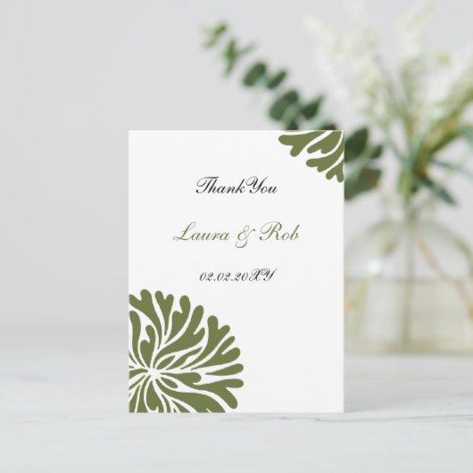 groen en wit Bedankt Kaarten (Staand voorkant)