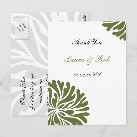 groen en wit Bedankt Kaarten (Voorkant / Achterkant)