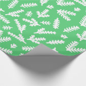 Groen en wit bladpatroon cadeaupapier (Hoek)