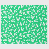 Groen en wit bladpatroon cadeaupapier (Vlak)