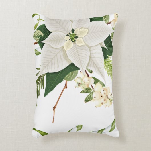 Groen en Wit Bloemen Kerstaccent Kussen (Voorkant(Verticaal))