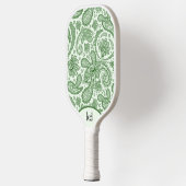 Groen en Wit Bloemen  Paisley Monogram Pickleball Paddle (Links)