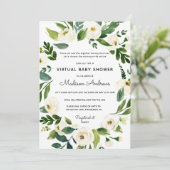 Groen en wit bloemen virtueel Baby shower Kaart (Staand voorkant)