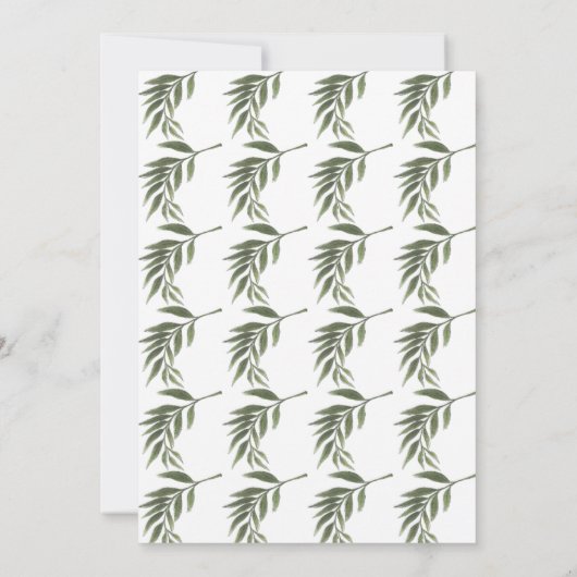 Groen en wit bloemenbruiloft uitnodiging (Achterkant)