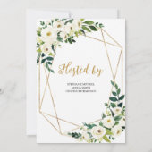 Groen en wit bloemenrustiek vrijgezellenfeest kaart (Achterkant)