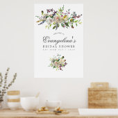 Groen en wit bloemig bruiloftsfeest welkom poster (Keuken)