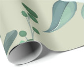 Groen en wit Bloemmotief Cadeaupapier (Rol Hoek)