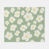 Groen en wit bloemmotief fleece deken (Voorkant (Horizontaal))
