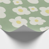 Groen en wit bloemmotief Inpakpapier (Hoek)