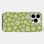 Groen en wit bloemmotief met madeliefjes iPhone hoesje (Achterkant horizontaal)