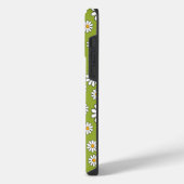 Groen en wit bloemmotief met madeliefjes iPhone hoesje (Linkerkant)