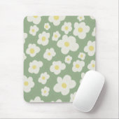 Groen en wit bloemmotief  muismat (Met muis)