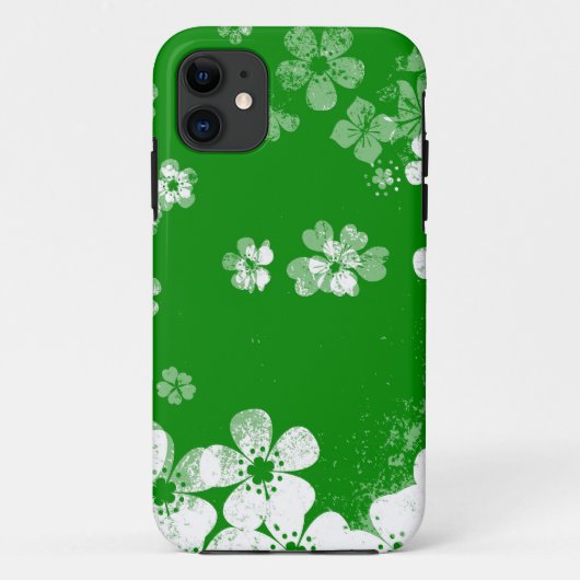Groen en wit bloempatroon Case-Mate iPhone case (Achterkant)