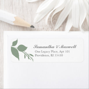 Groen en wit Botanical Greenery Return-adres Etiket