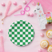 Groen en wit checkboard papieren bordje (Feest)