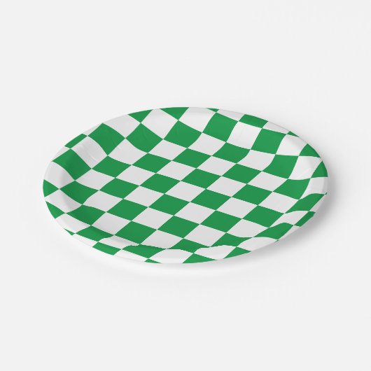 Groen en wit checkboard papieren bordje (Gekanteld)