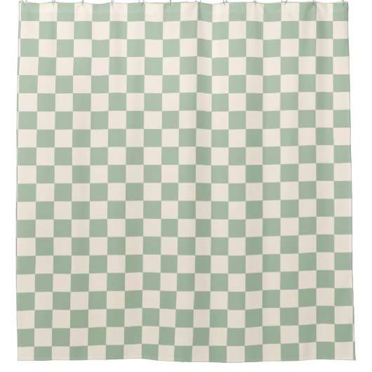 groen en wit Checkerboard Checkered Douchegordijn (Voorkant)