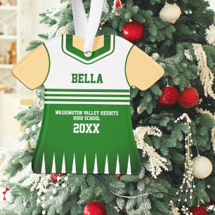 Groen en wit cheerleader-uniform ornament