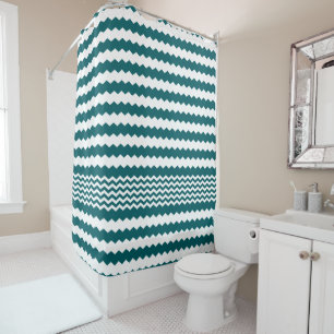 Groen en wit Chevron Design Douchegordijn