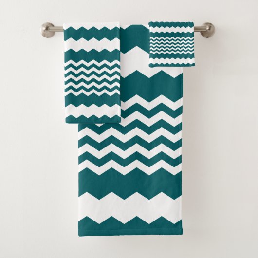 Groen en Wit Chevron Design - Handdoekset Bad Handdoek (Insitu)