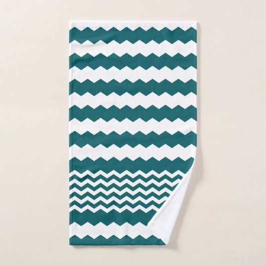 Groen en Wit Chevron Design - Handdoekset Bad Handdoek (Handdoek)