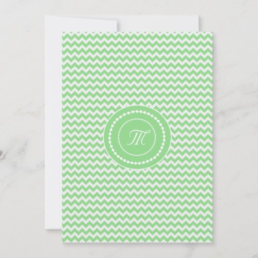 Groen en wit Chevron Monogram Huwelijk Kaart (Voorkant)