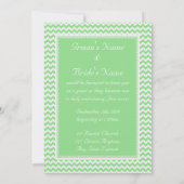 Groen en wit Chevron Monogram Huwelijk Kaart (Achterkant)