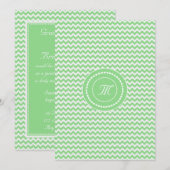 Groen en wit Chevron Monogram Huwelijk Kaart (Voorkant / Achterkant)
