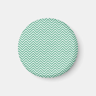 Groen en wit chevron-patroon magneet