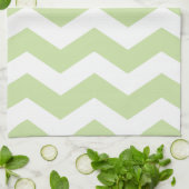 Groen en wit Chevron Pattern Theedoek (Gevouwen)