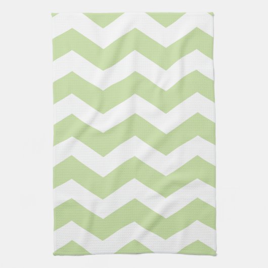 Groen en wit Chevron Pattern Theedoek (Verticaal)