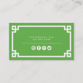 Groen en Wit Chique Griekse Key Border Visitekaartje (Achterkant)