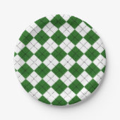Groen en wit Classic Argyle Patroon Papieren Bordje (Voorkant)