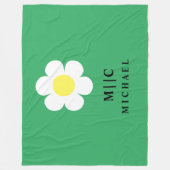 Groen en Wit Daisy Eenvoudig Modern Monogram Leuk Fleece Deken (Voorkant)