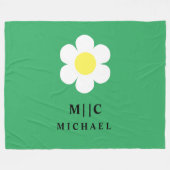 Groen en Wit Daisy Eenvoudig Modern Monogram Leuk Fleece Deken (Voorkant (Horizontaal))