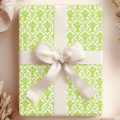 Groen en wit damastpatroon cadeaupapier
