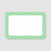 Groen en Wit Dambordruit 3x2 Naamplaatje (Voorkant)