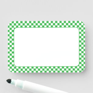 Groen en Wit Dambordruit 3x2 Naamplaatje